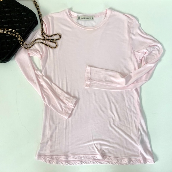 Diane Firsten Pink Long Sleeve Top Italy Sz L - Picture 8 of 8